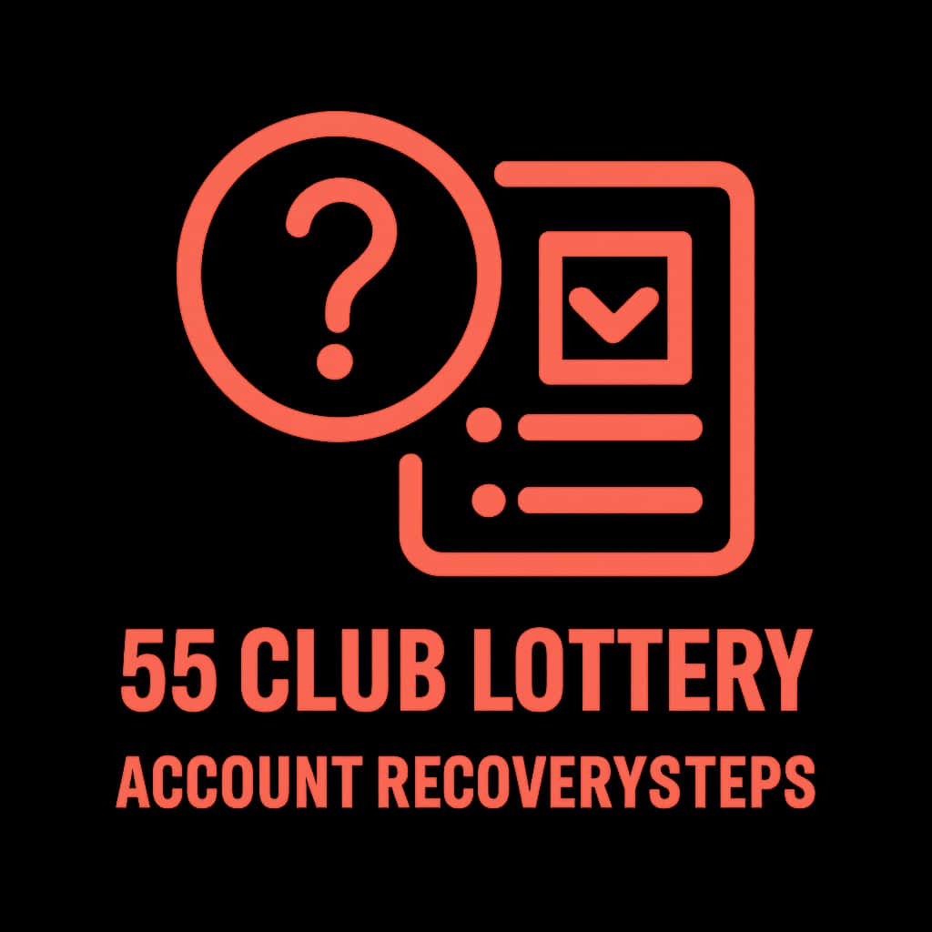 A simple badge indicating help for 55 Club Lottery account recovery.