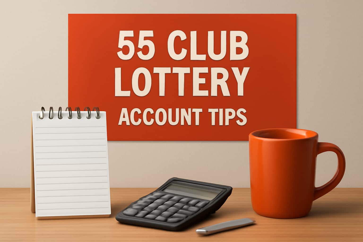 Informational scene illustrating 55 Club Lottery Account Tips.