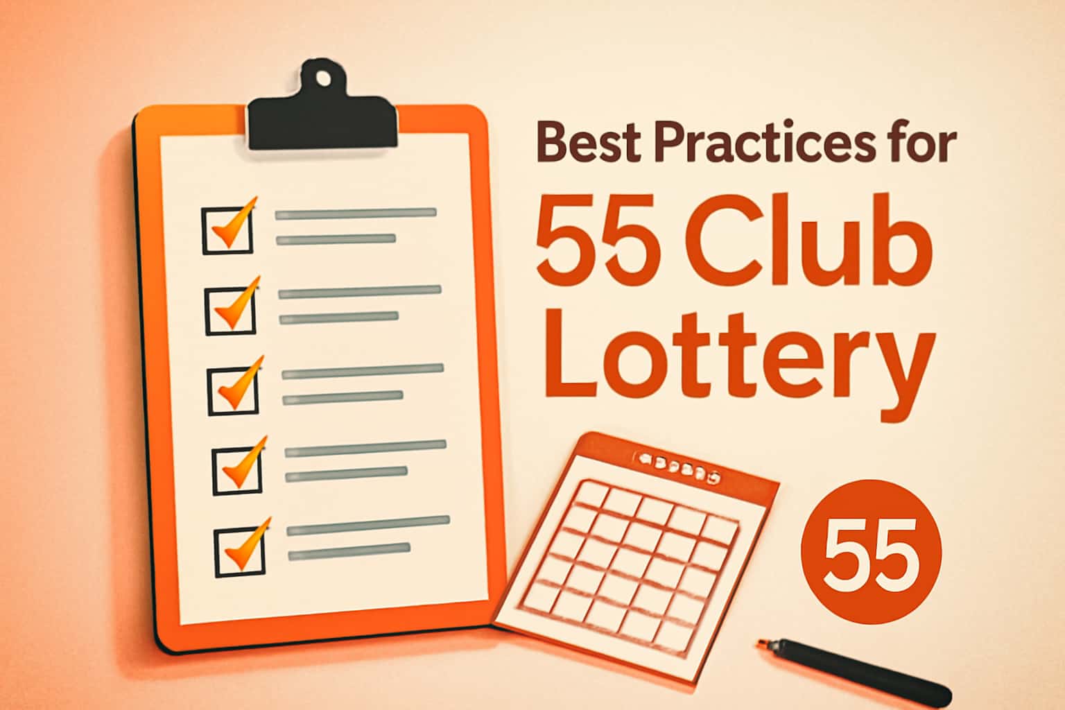 An informative landscape image depicting best practices for 55 Club Lottery.
