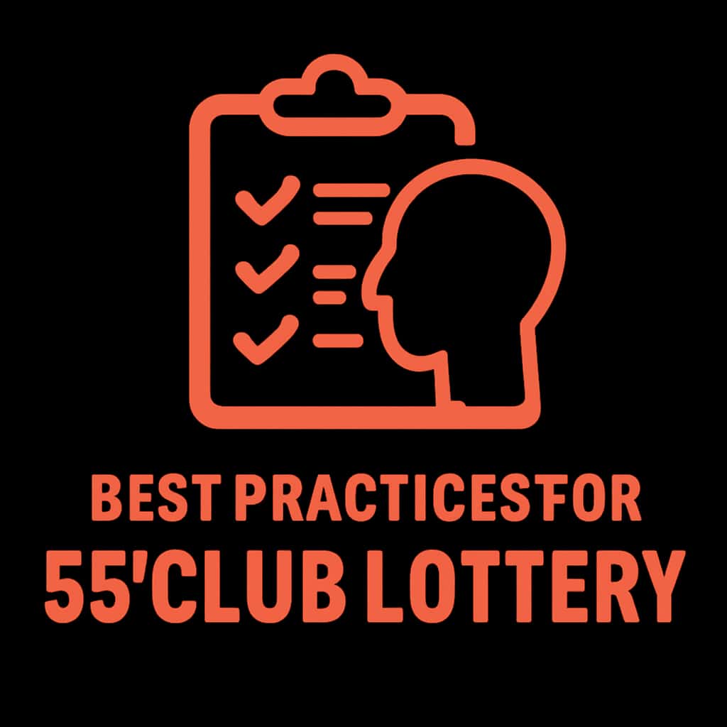 A square badge representing best practices for 55 Club Lottery.