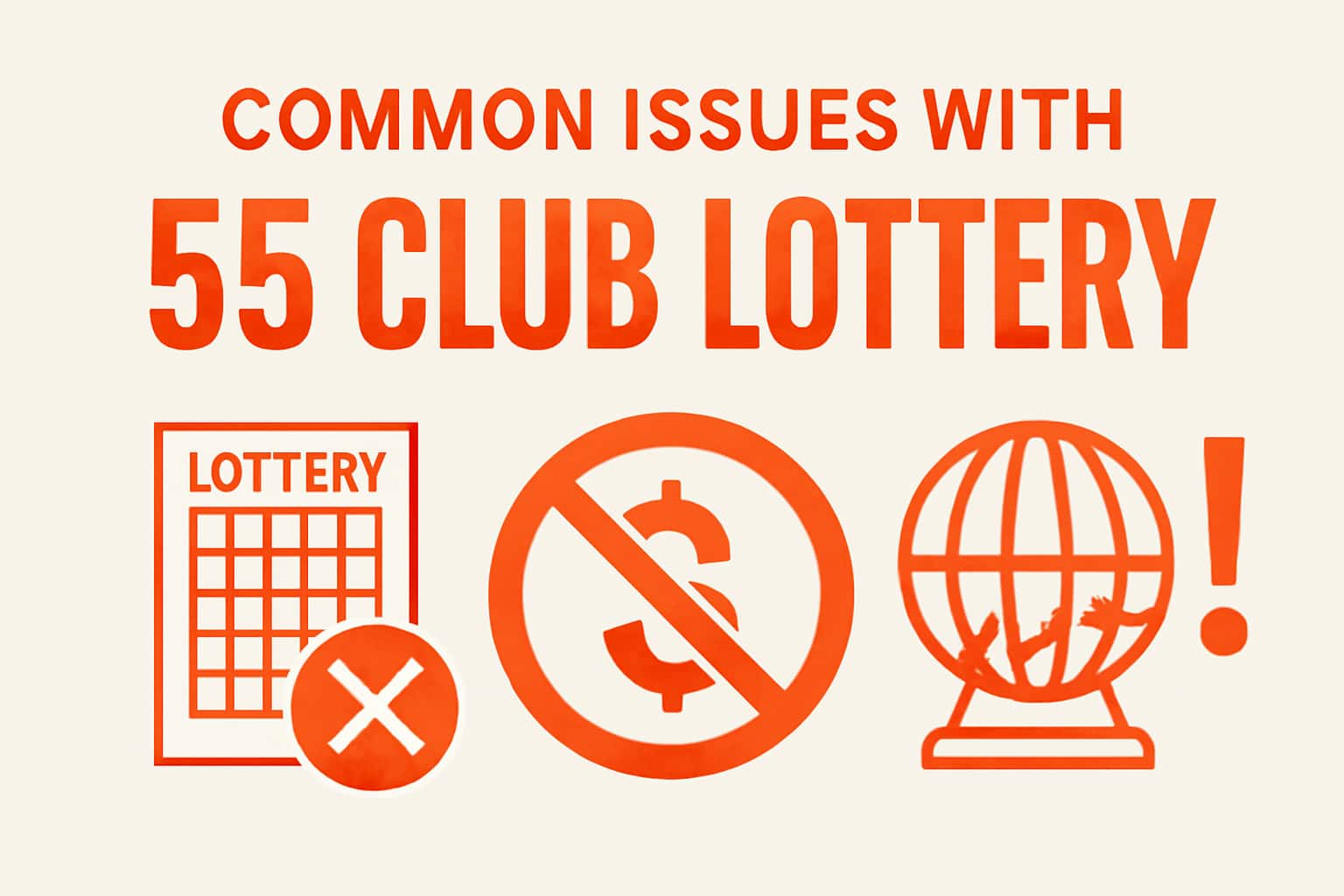 Informational scene depicting common issues related to 55 Club Lottery.