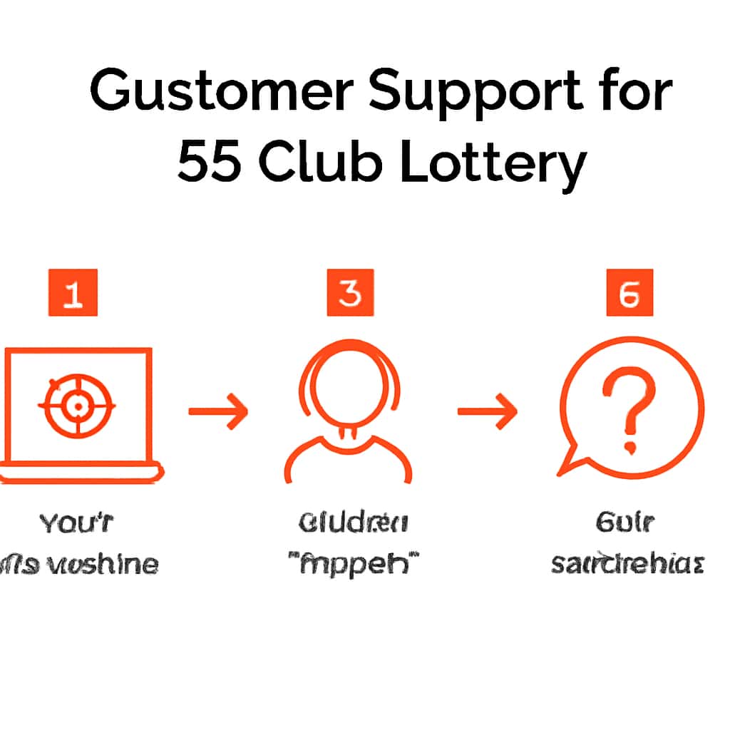 An educational diagram for accessing Customer Support for 55 Club Lottery.