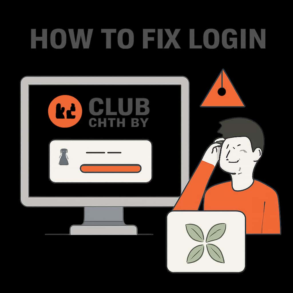 An educational diagram illustrating login troubleshooting steps for the 55 Club Lottery.