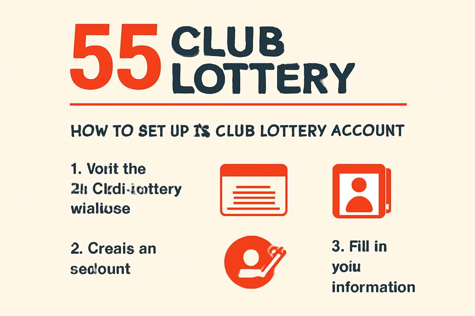 An informational scene showcasing the setup process for a 55 Club Lottery account.