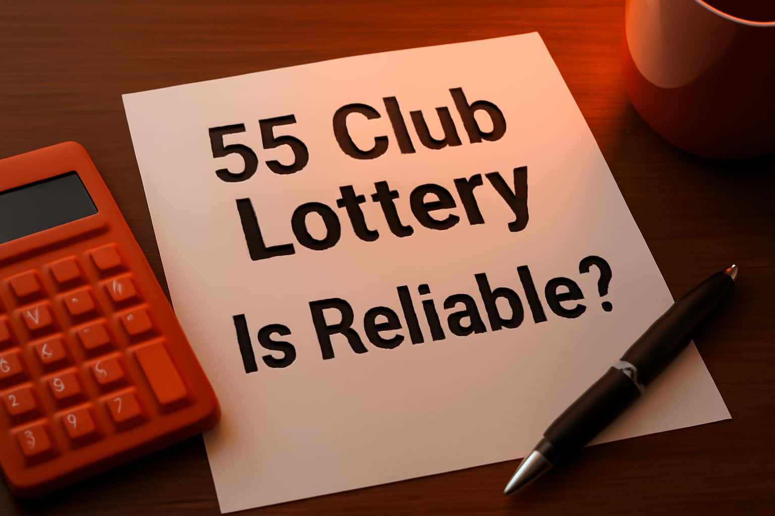 An informative scene illustrating the reliability of the 55 Club Lottery.