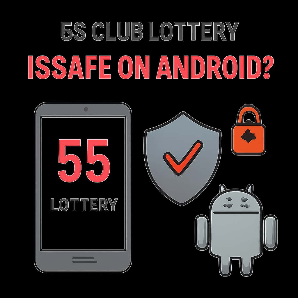 Educational illustration on the security features of 55 Club Lottery for Android.