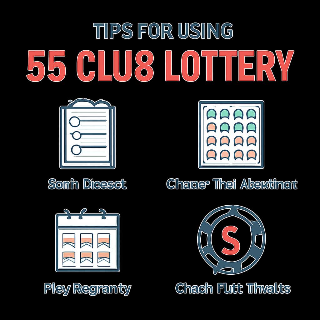 Diagram illustrating key tips for using the 55 Club Lottery.