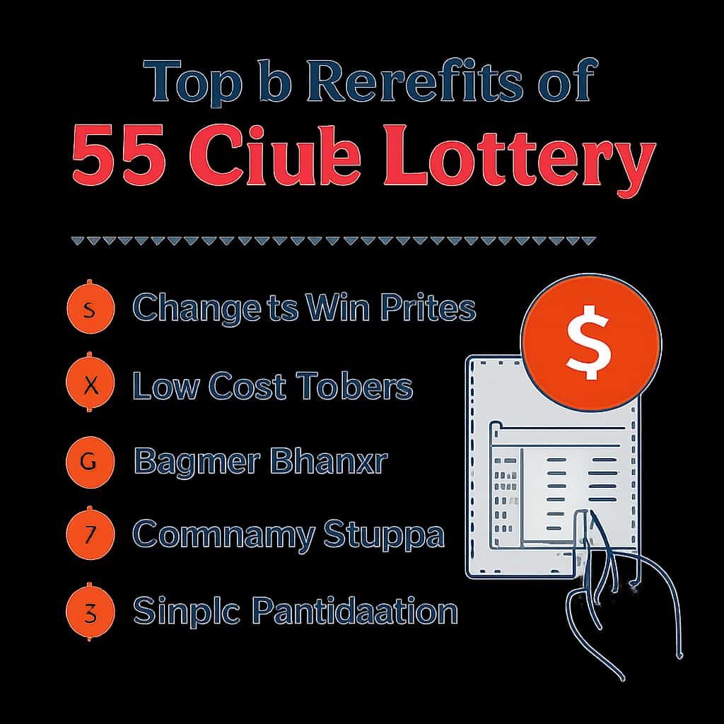 An educational illustration on the benefits of the 55 Club Lottery.